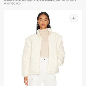 WeWoreWhat Women's Cream Puffer Jacket